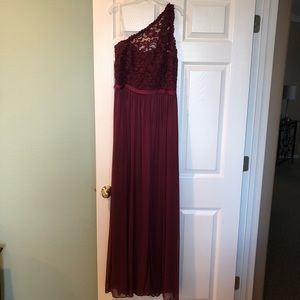 David’s Bridal Lace Wine Dress